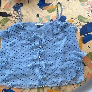 American Eagle Ruffle Polka Dot Tank